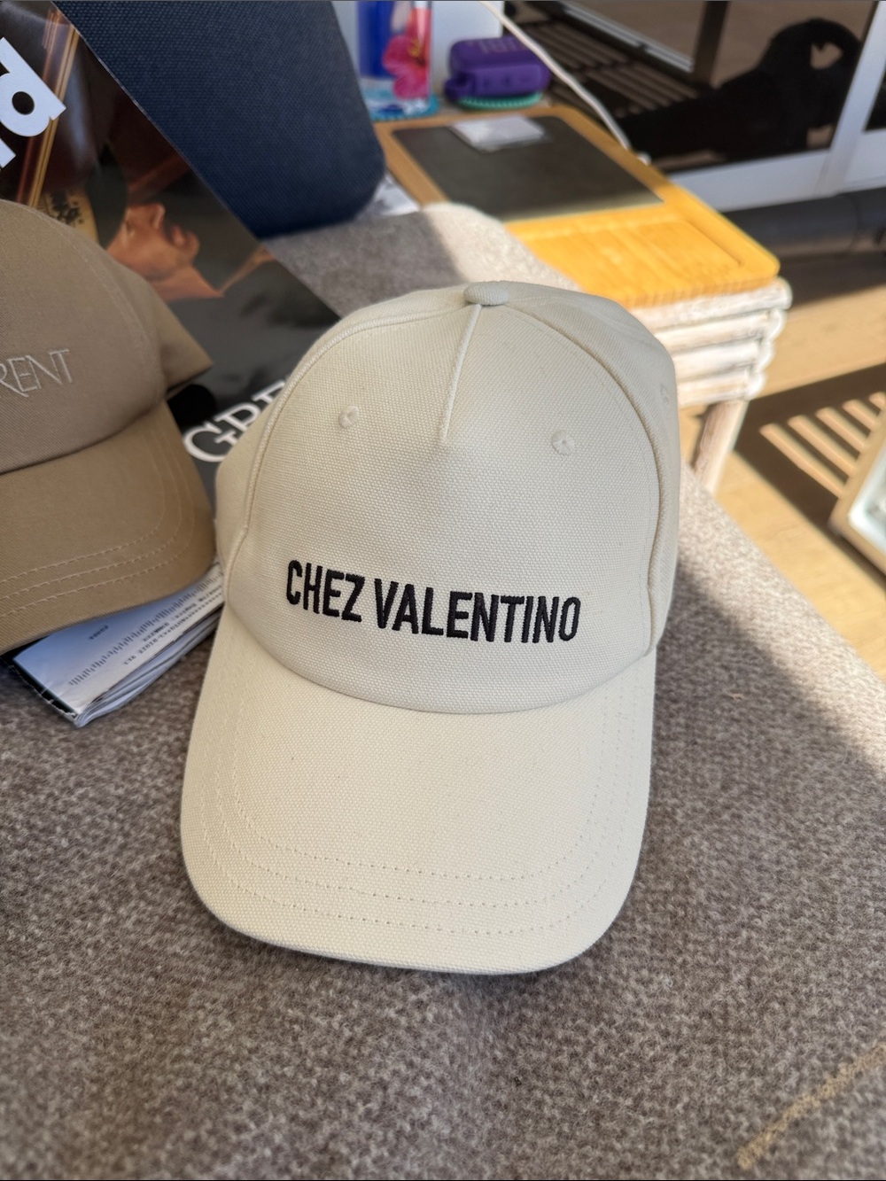 Saint Laurent Cream Cotton Baseball Cap with Subtle Logo